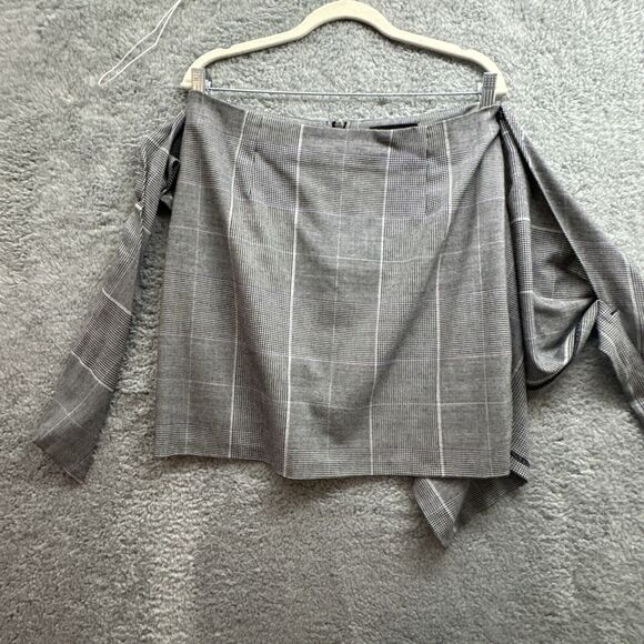 Who What Wear Skirt Womens 8 Wrap Plaid Black Asymmetrical Clueless Prep Ivy - Picture 9 of 14